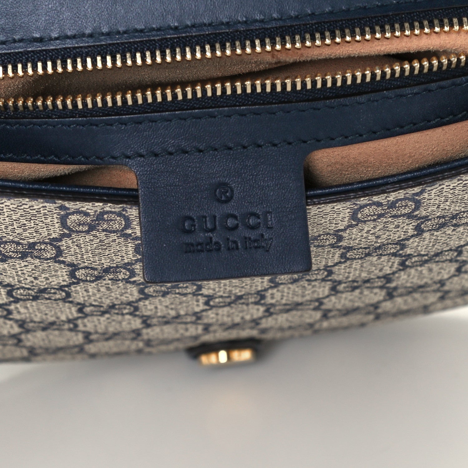 Gucci GG Supreme Monogram Small Messenger Shoulder Bag Beige Blue Navy 5 of 10