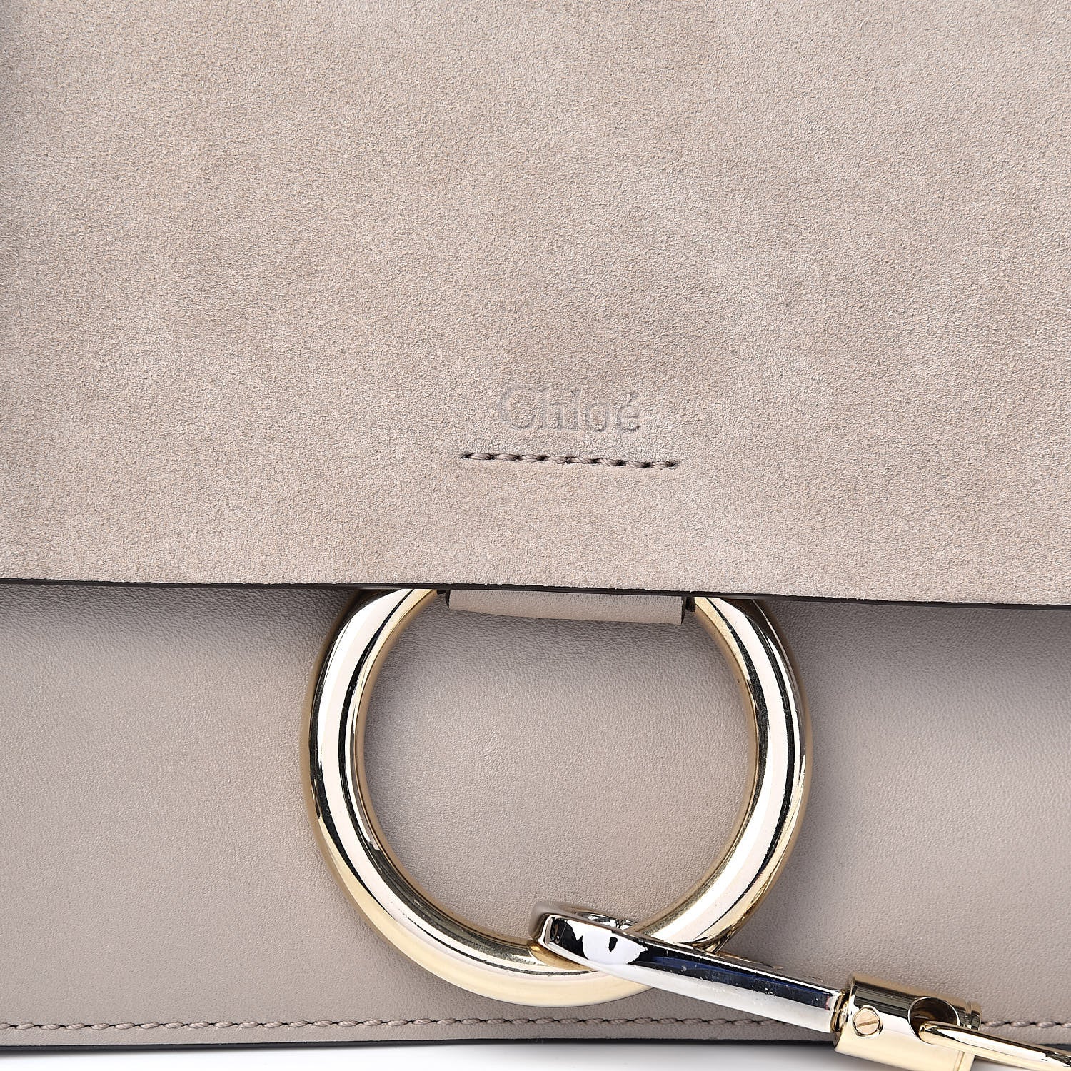 Chloe Suede Calfskin Small Faye Shoulder Bag Motty Grey 11 of 11