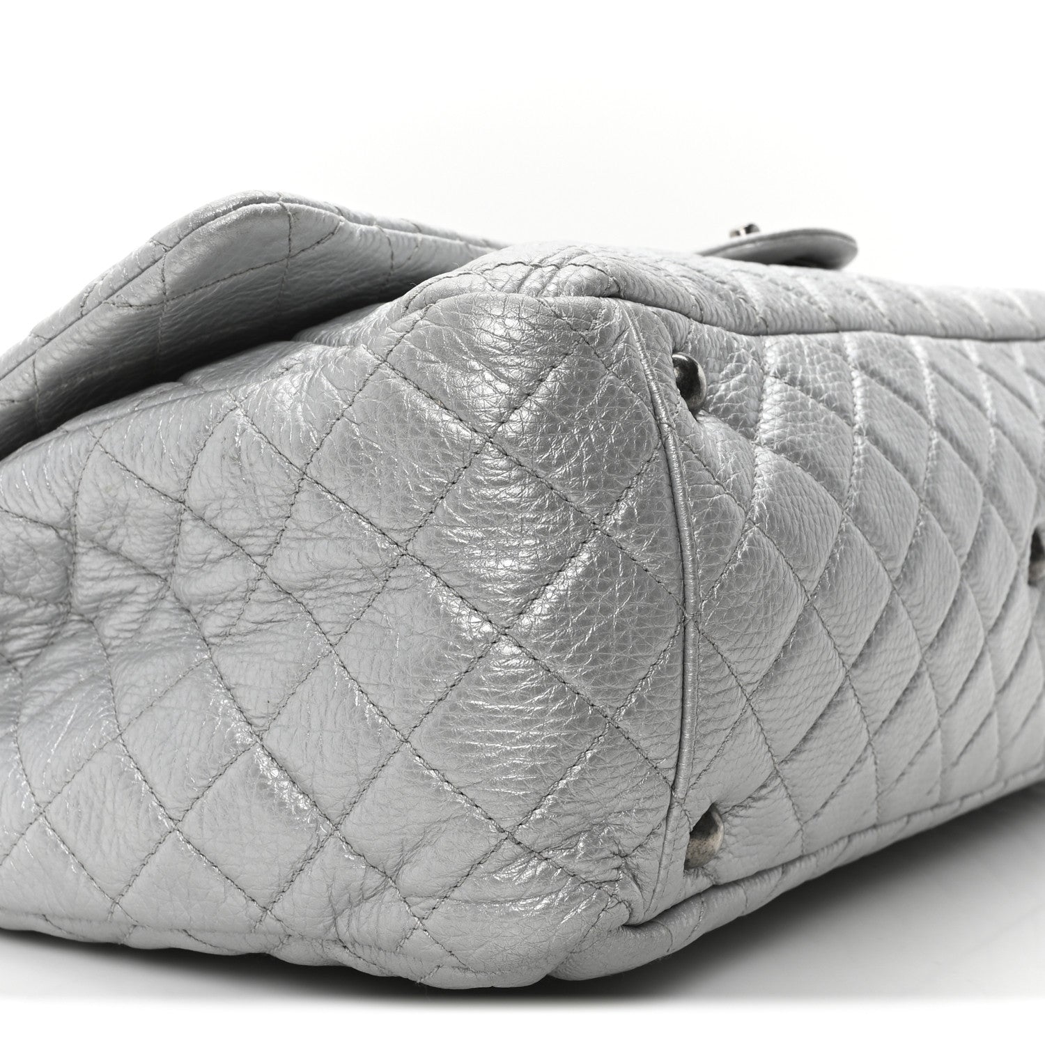 Chanel Metallic Calfskin Quilted XXL Travel Flap Bag Silver 9 of 10
