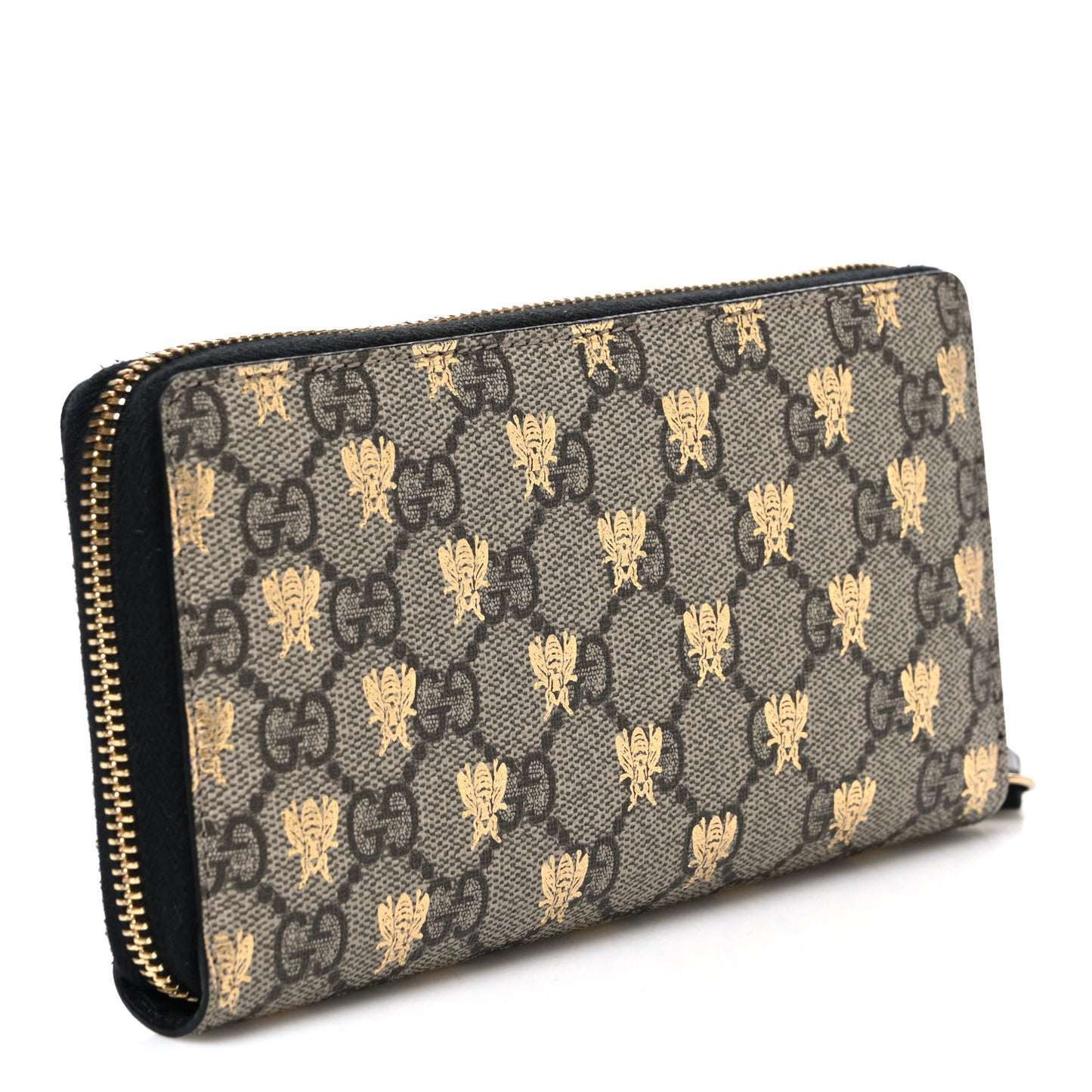 GG Supreme Monogram Bees Zip Around Wallet