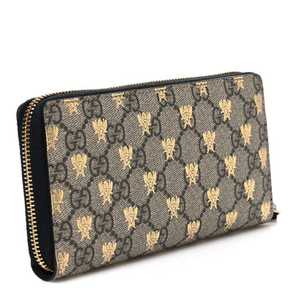 Gucci GG Supreme Monogram Bees Zip Around Wallet 3 of 7