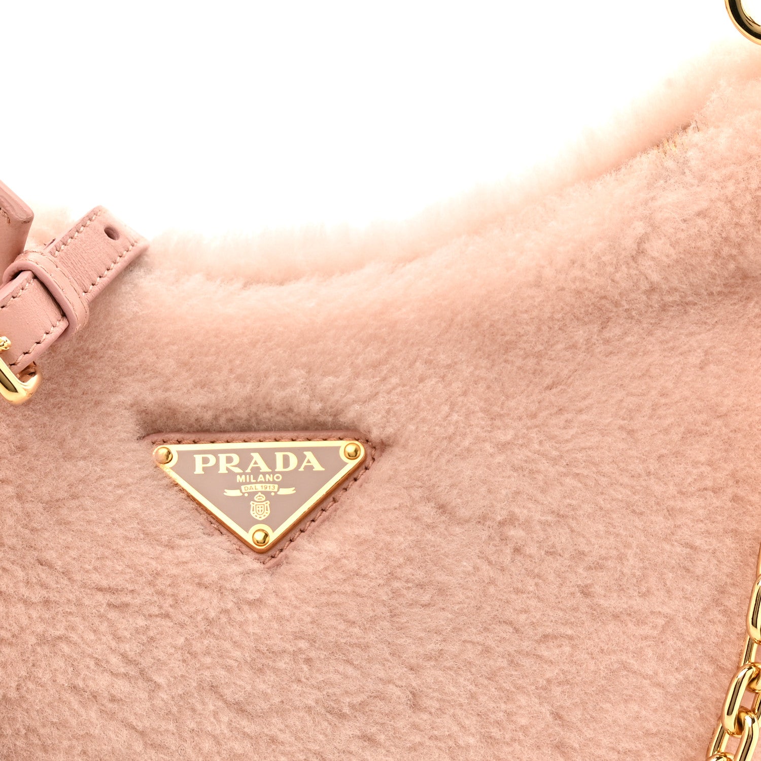 Prada Shearling Nappa Mini Re-Edition Shoulder Bag Orchidea