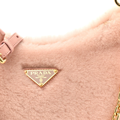 Prada Shearling Nappa Mini Re-Edition Shoulder Bag Orchidea 7 of 10