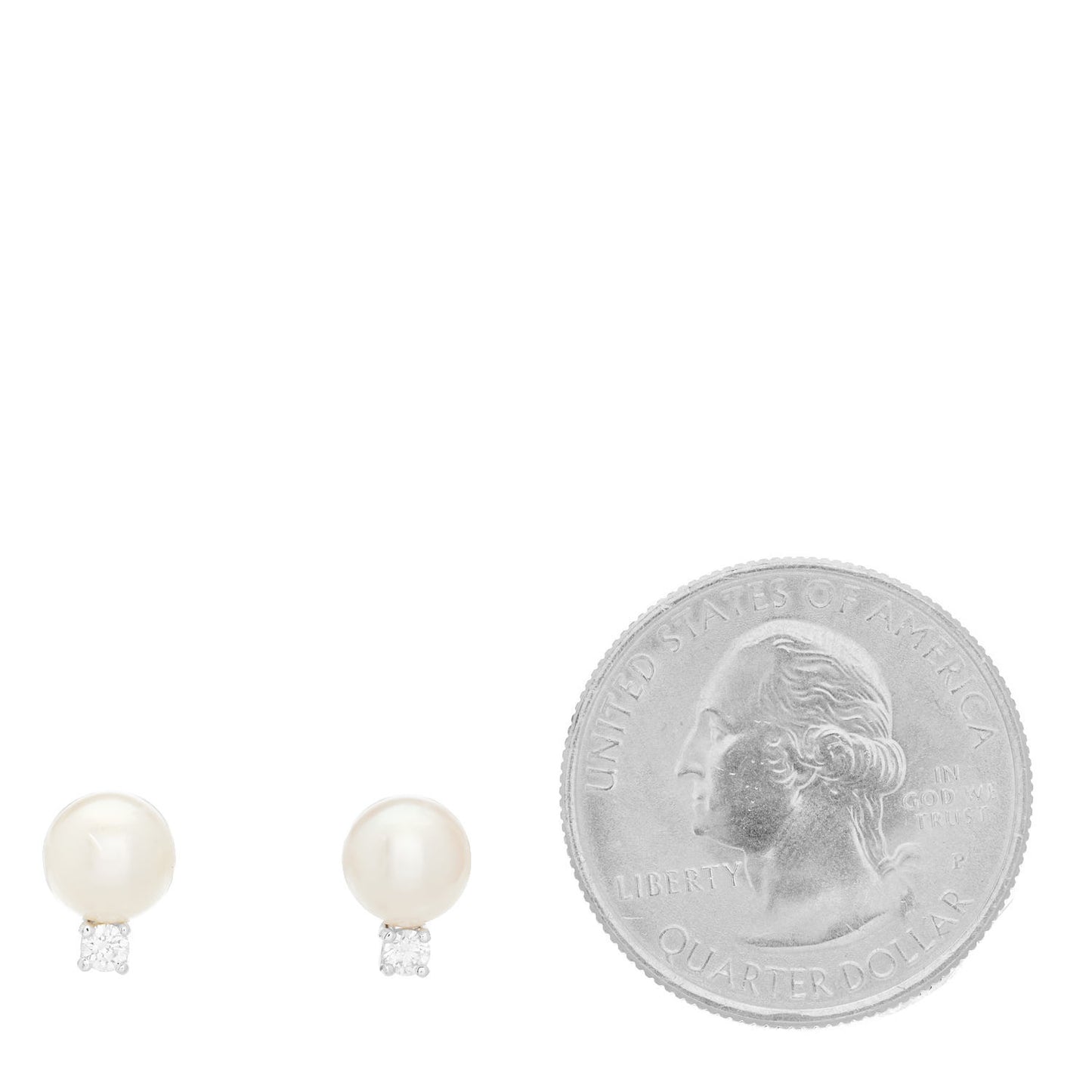 18K White Gold Diamond Akoya Pearl 6.5-7mm Signature Earrings