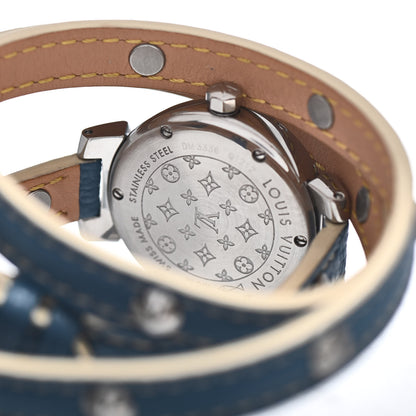 Louis Vuitton Stainless Steel Calfskin 28mm Tambour Triple Wrap Stud Quartz Watch Champagne 4 of 5