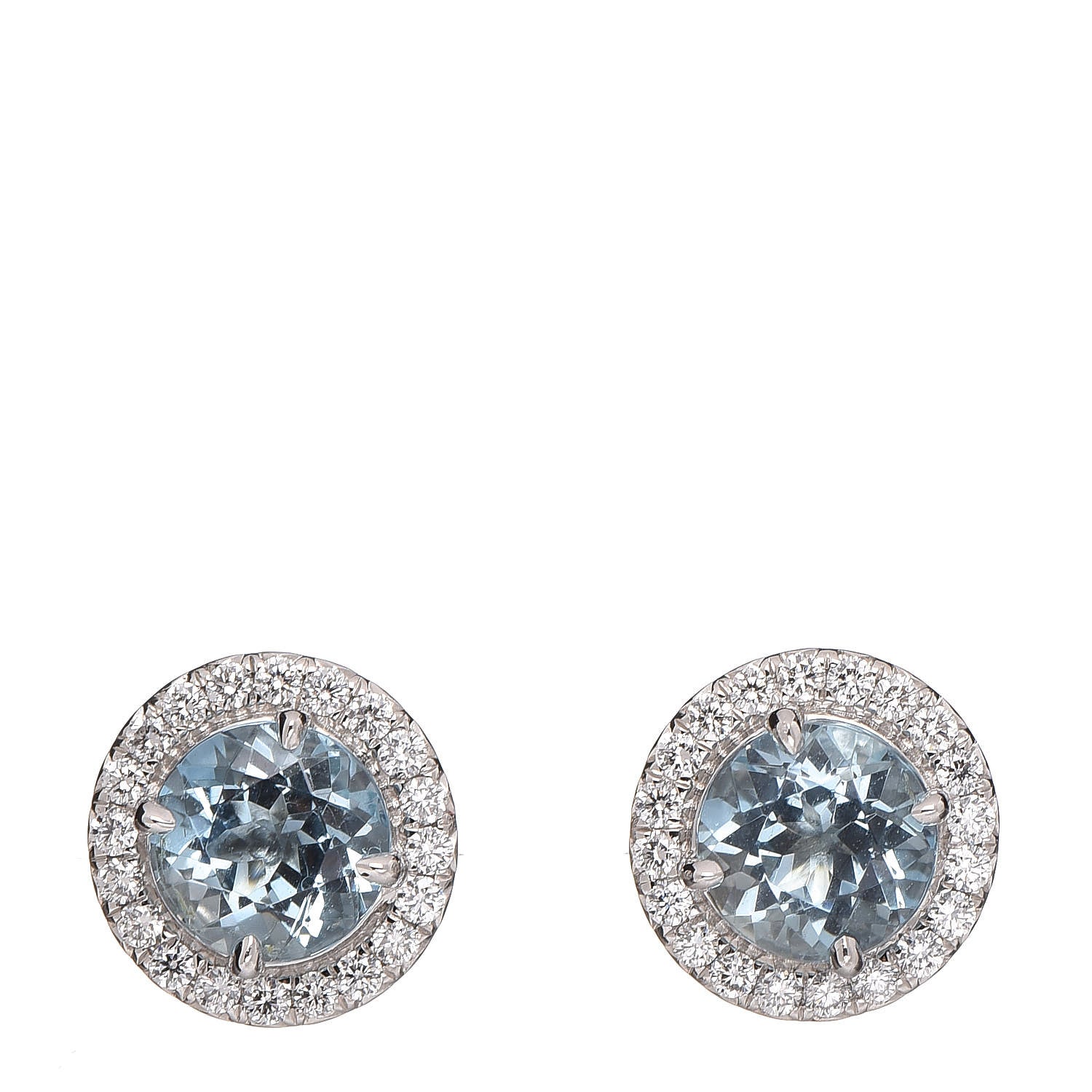 Tiffany Platinum Diamond Aquamarine Soleste Earrings 1 of 5