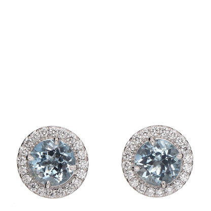 Tiffany Platinum Diamond Aquamarine Soleste Earrings 1 of 5