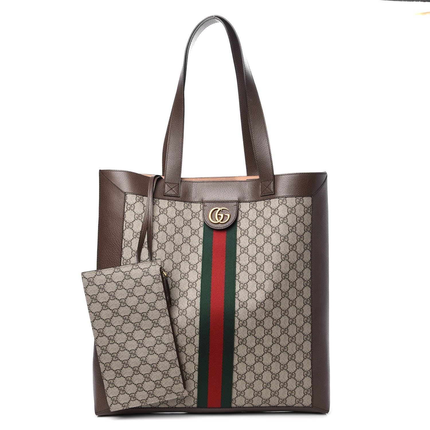 Gucci GG Supreme Monogram Web Large Ophidia Vertical Shopping Tote Brown 3 of 8