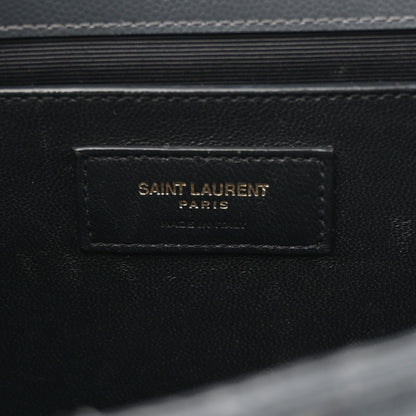 Saint Laurent Grain De Poudre Textured Mixed Matelasse Triquilt Medium Monogram Satchel Dark Tea 6 of 11