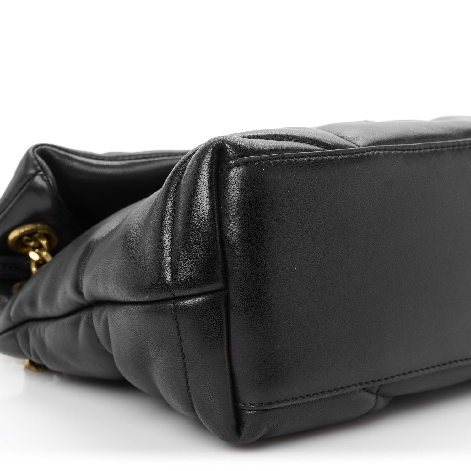 Saint Laurent Lambskin Quilted Small Loulou Puffer Monogram Chain Satchel Black 10 of 11