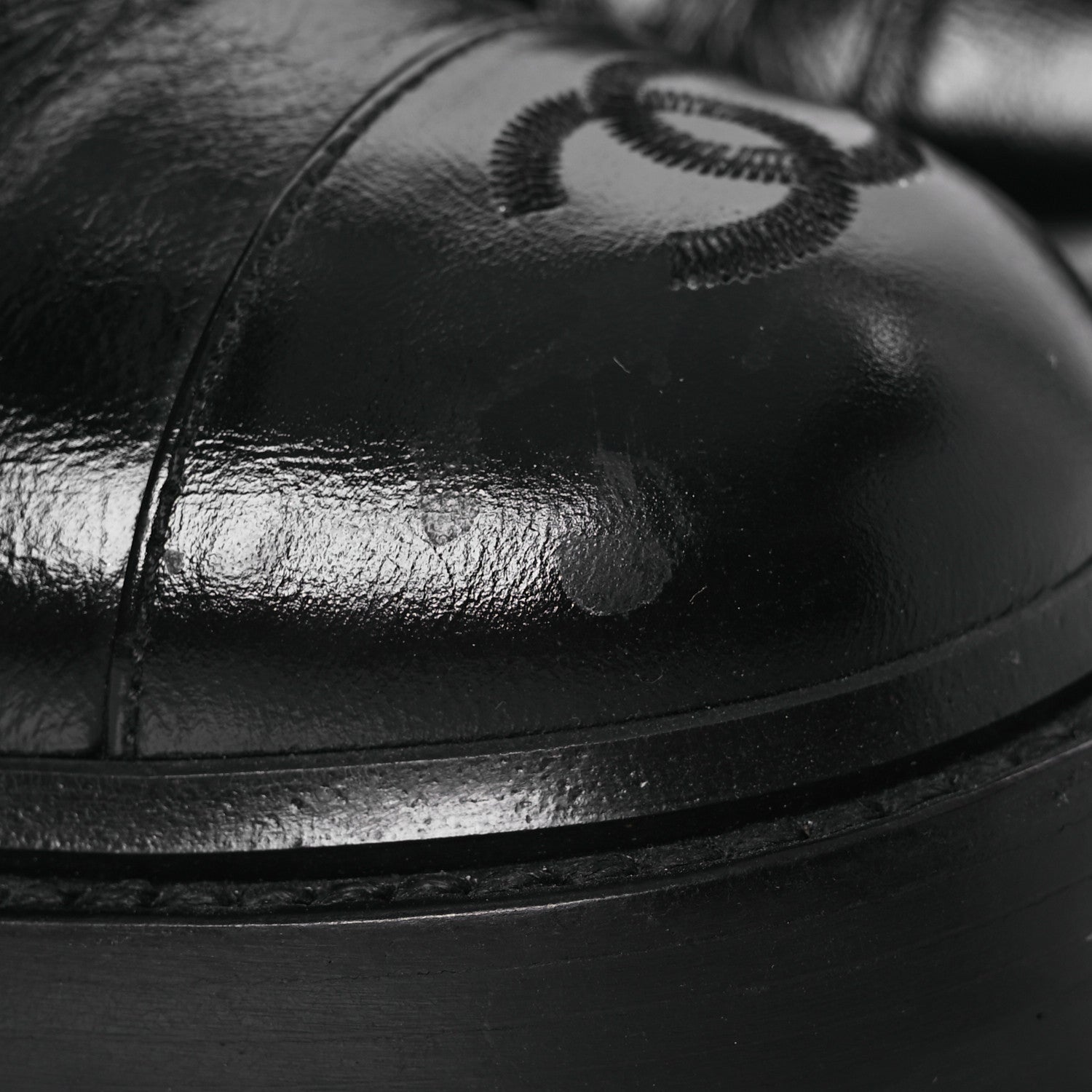 Chanel Shiny Calfskin Quilted Lace Up Combat Boots 37 Black 10 of 14