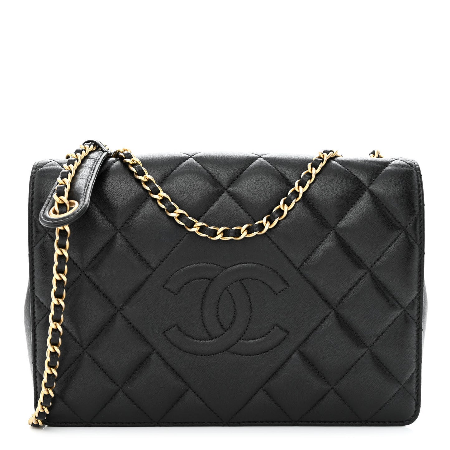 Lambskin Quilted Medium Diamond CC Flap Black