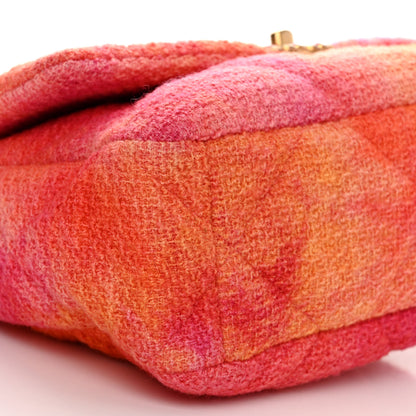 Chanel Tweed Quilted Large Chanel 19 Flap Coral Pink 9 of 10