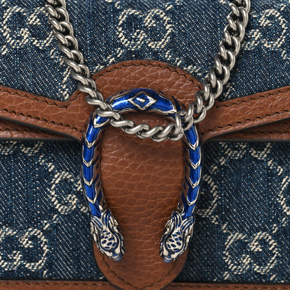 Gucci New Denim GG Monogram Dollar Calfskin Enamel Super Mini Dionysus Shoulder Bag Blue Tea Cuir Epilog Electric Blue 7 of 9