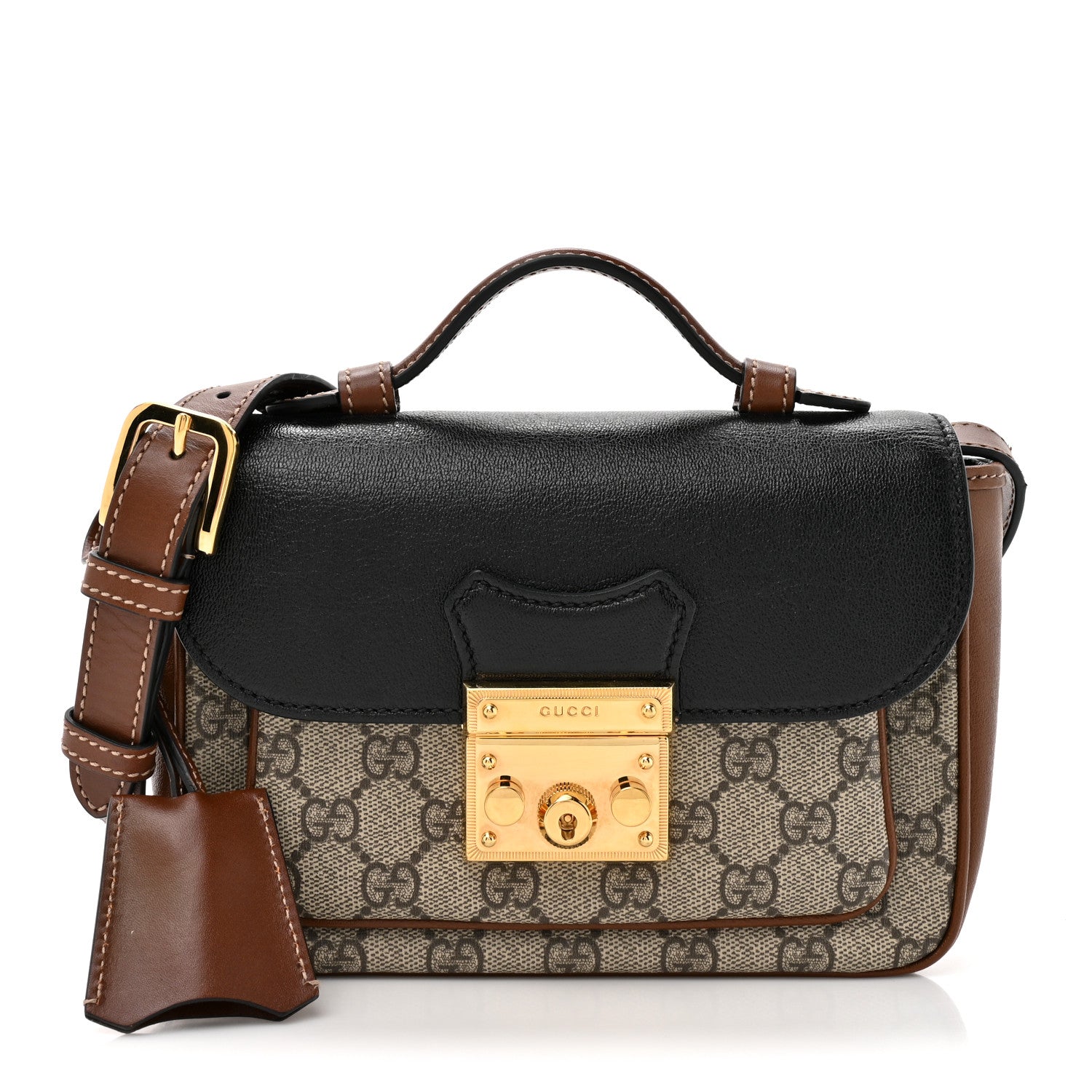 Gucci GG Supreme Monogram New Sakai Lux Calfskin Mini Padlock Flap