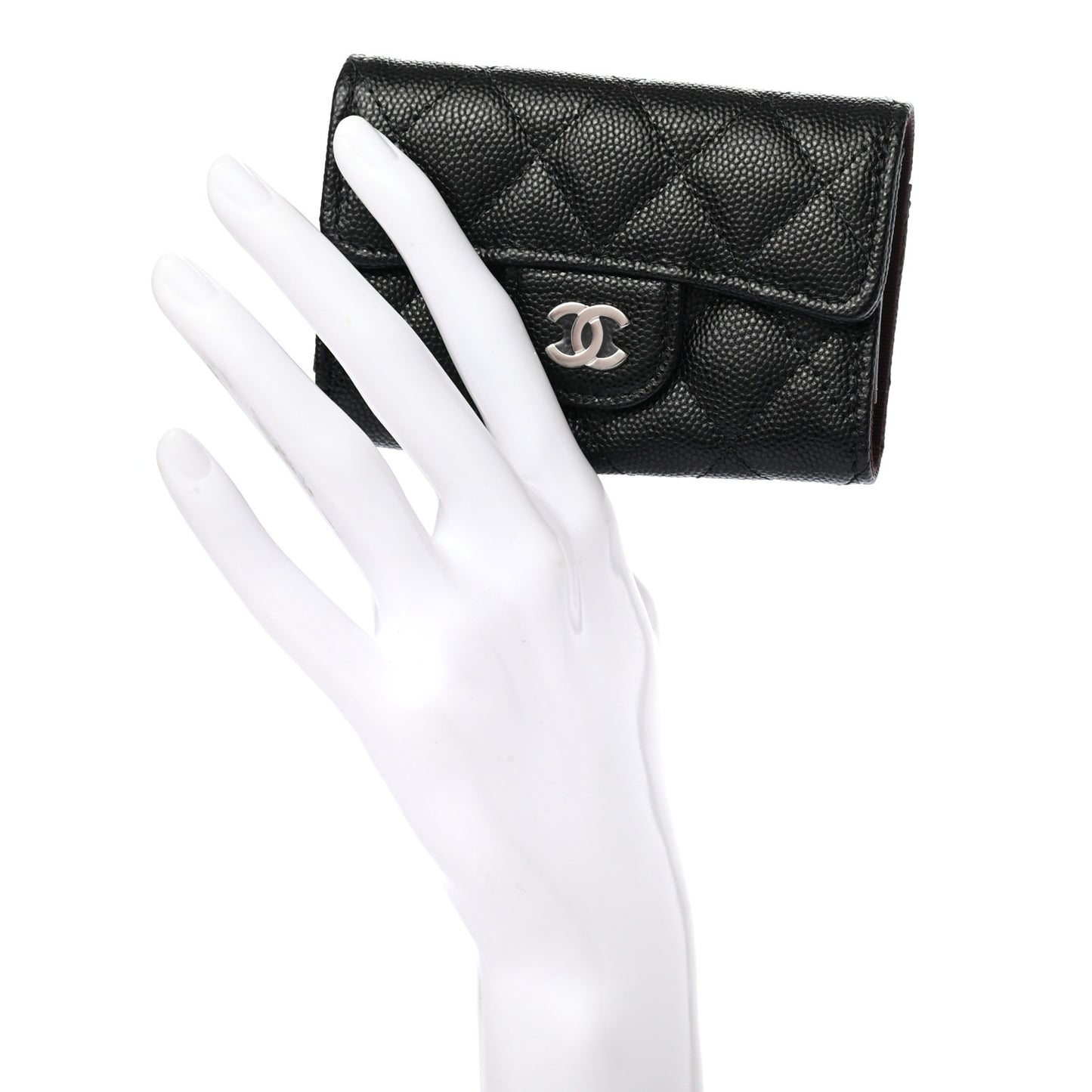 Caviar Quilted Classic 4 Key Holder Wallet Black
