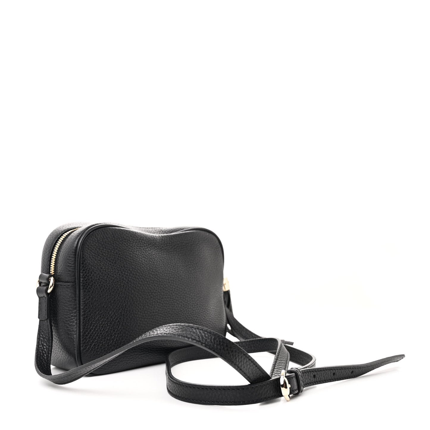 Pebbled Calfskin Small Soho Disco Bag Black
