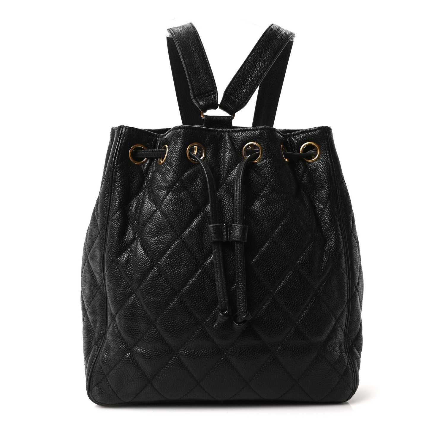 Caviar Quilted Drawstring Backpack Black