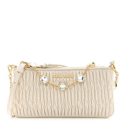 Miu Miu Nappa Matelasse Crystal Mini Shoulder Bag White 1 of 11