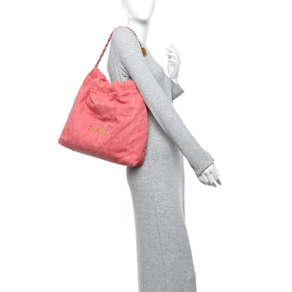 Chanel Washed Denim Quilted Chanel 22 Red 2 of 11