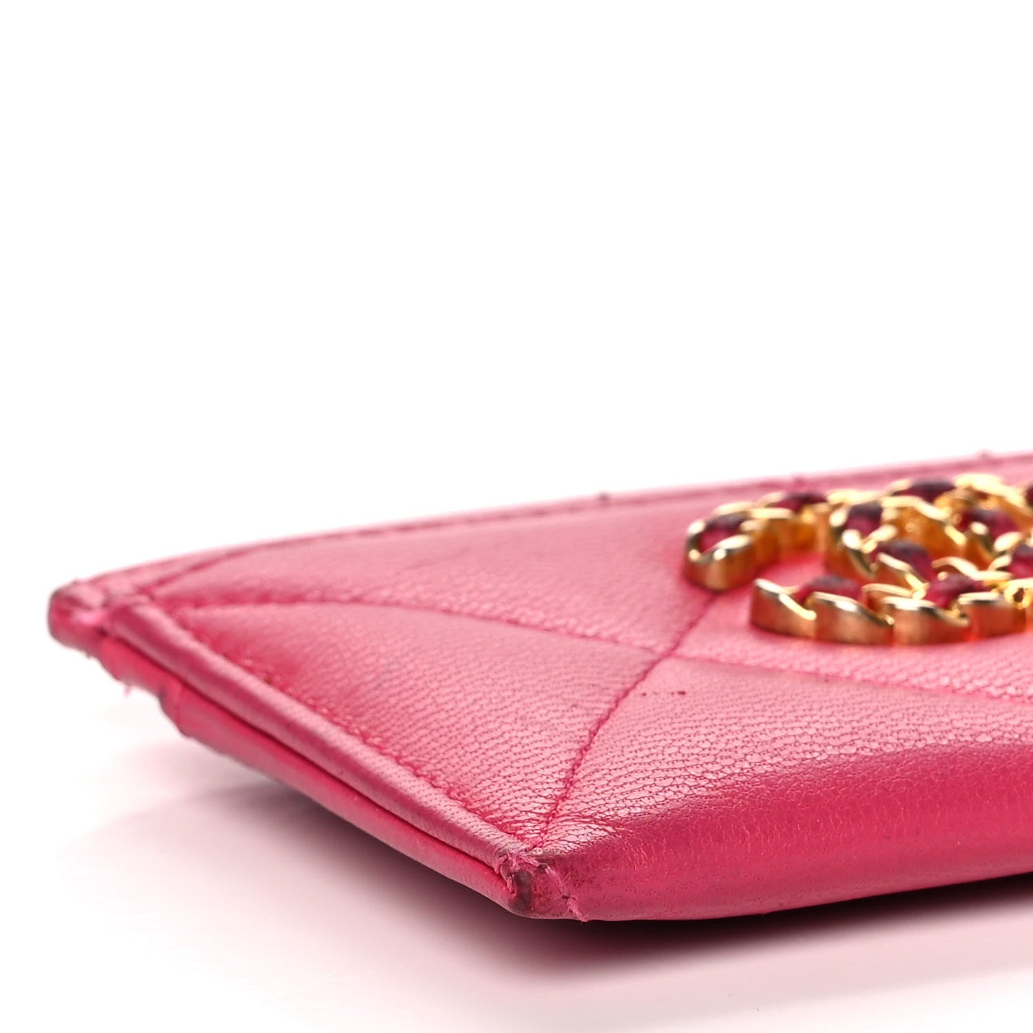 Chanel Shiny Goatskin Quilted 19 Card Holder Dark Pink 10 of 13