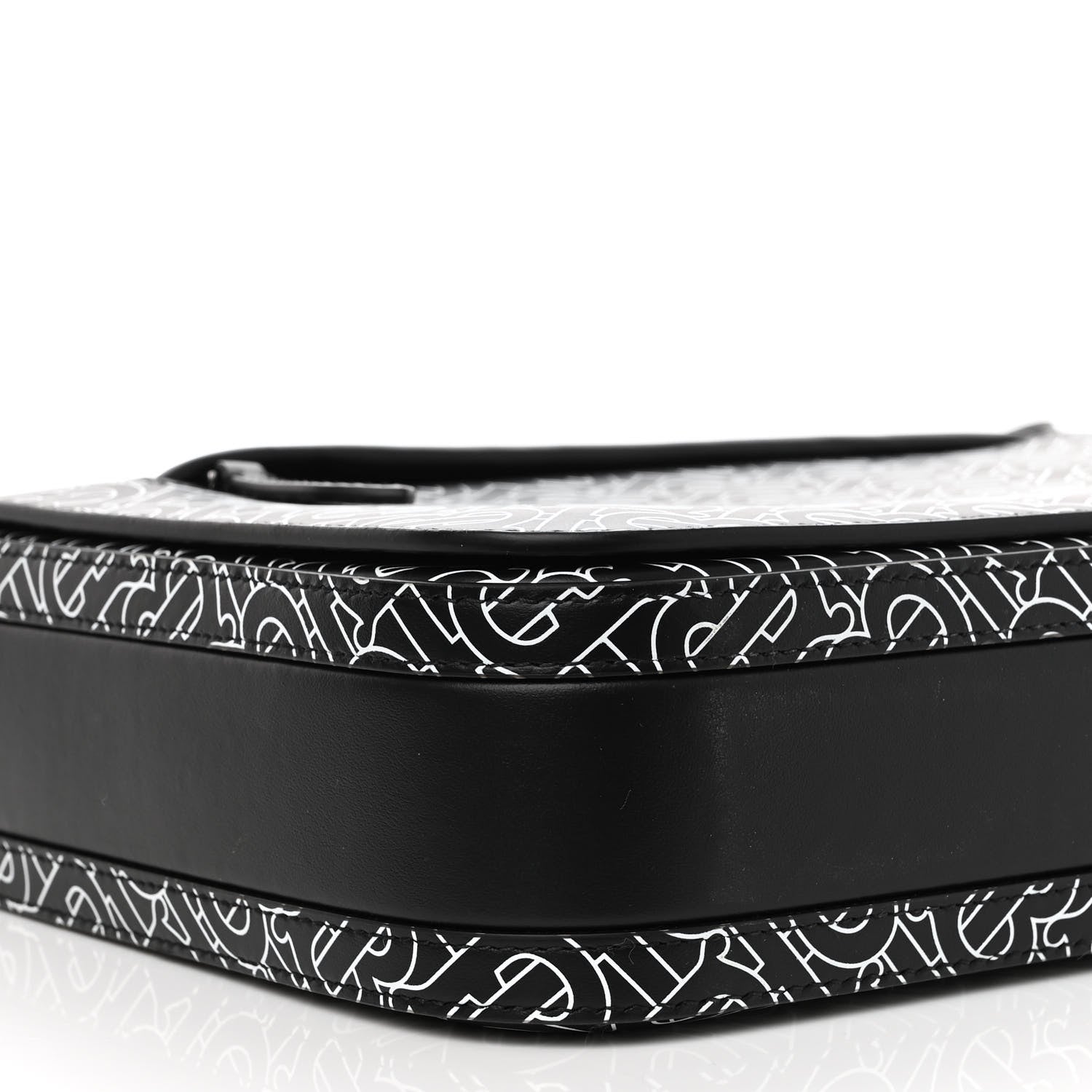 Burberry Calfskin Monogram TB Print Messenger Bag Black White 8 of 9