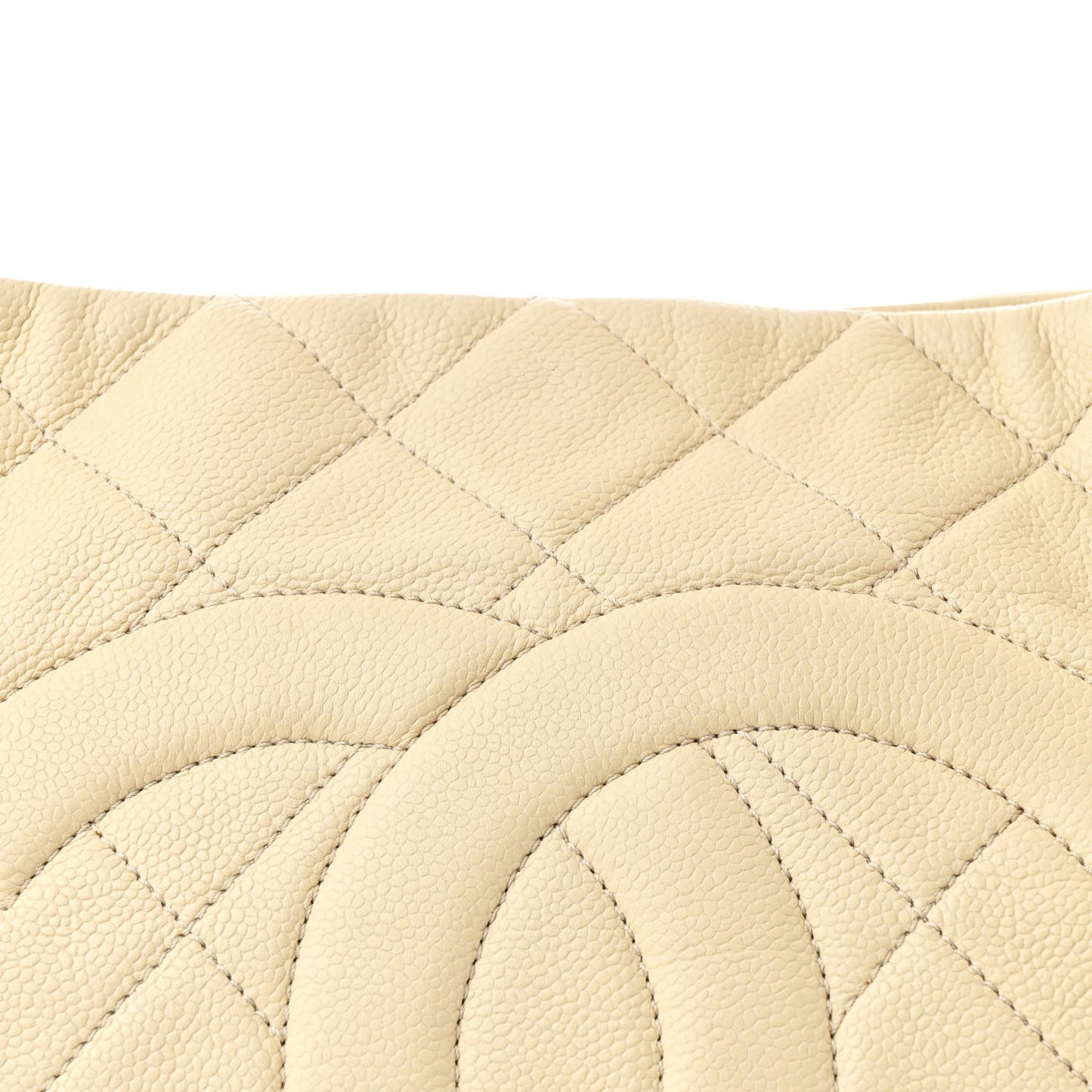 Caviar Quilted Expandable Zip Shoulder Bag Light Beige