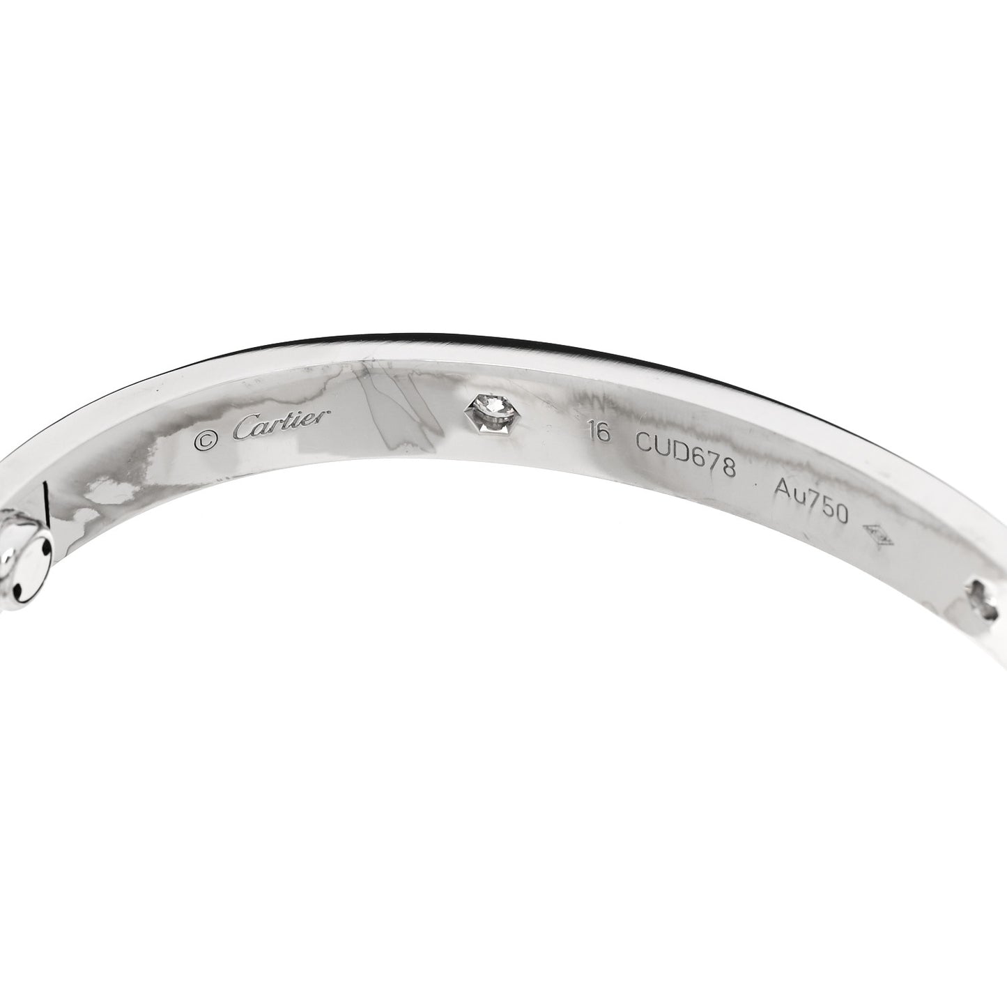 18K White Gold 4 Diamond LOVE Bracelet 16