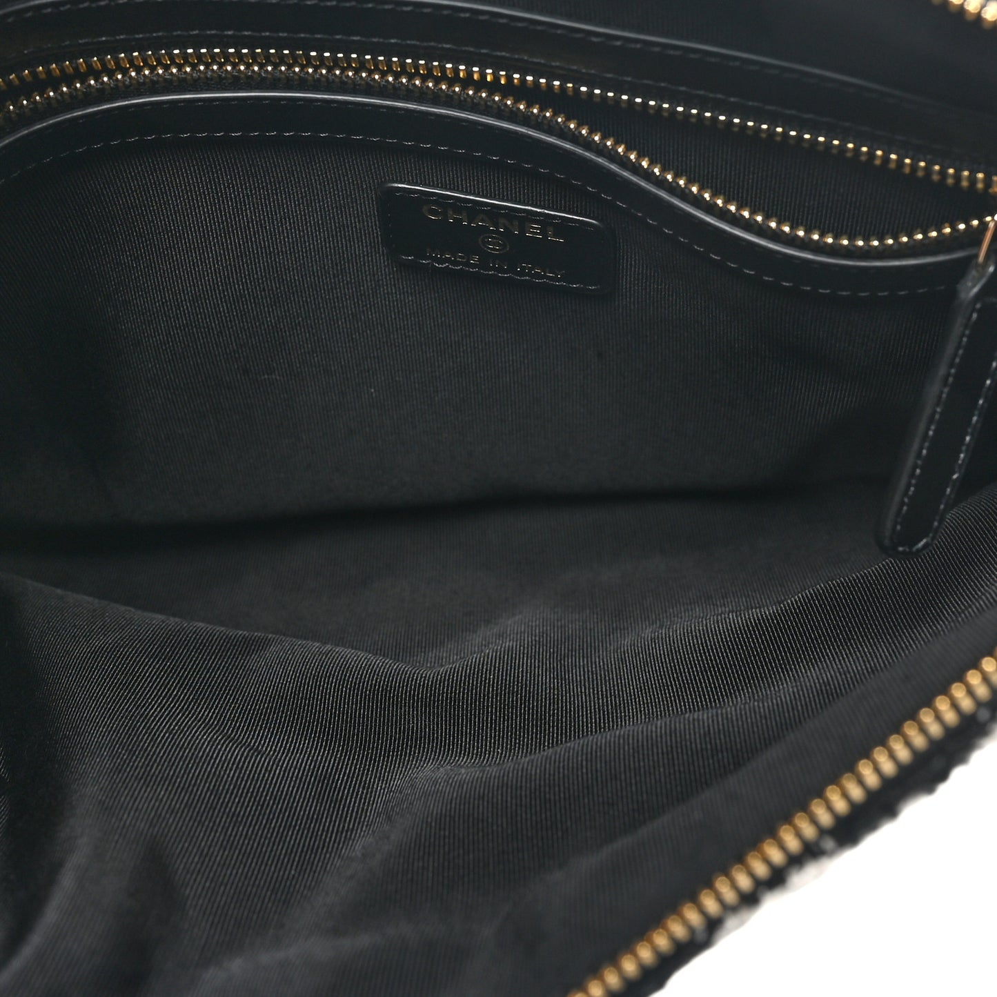 Tweed Quilted Medium Cosmetic Pouch Black Ecru White
