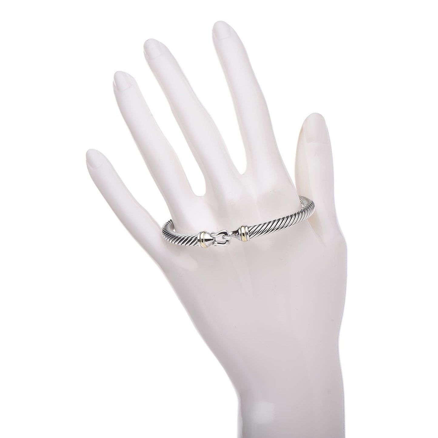 Sterling Silver 18K Yellow Gold 5mm Cable Classic Buckle Bracelet