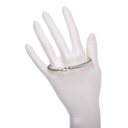 David Yurman Sterling Silver 18K Yellow Gold 5mm Cable Classic Buckle Bracelet 2 of 4