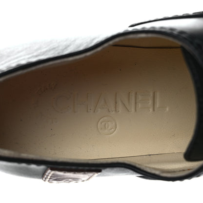 Chanel Calfskin Quilted CC Lace Up Oxfords 40.5 Black 7 of 8