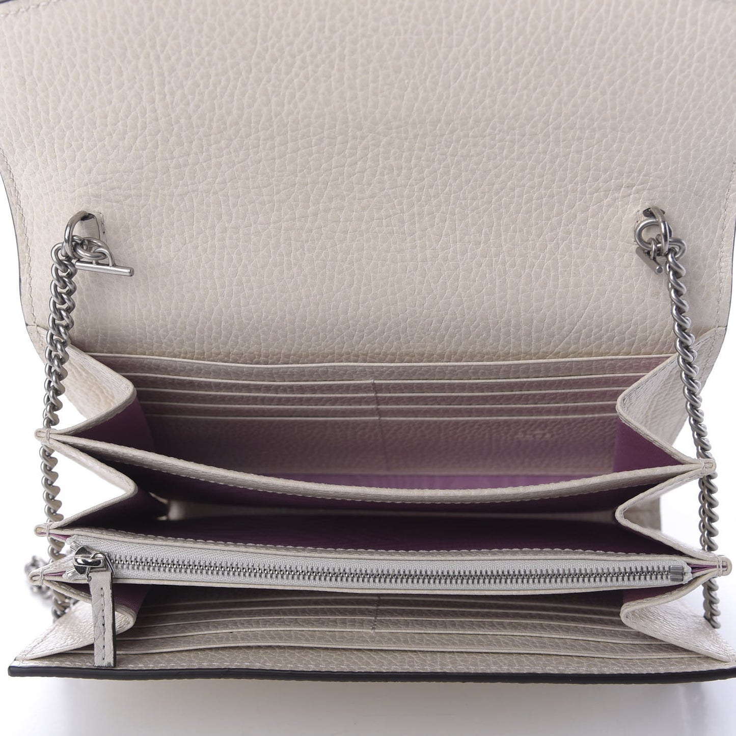 Dollar Calfskin Mini Dionysus Chain Wallet Mystic White