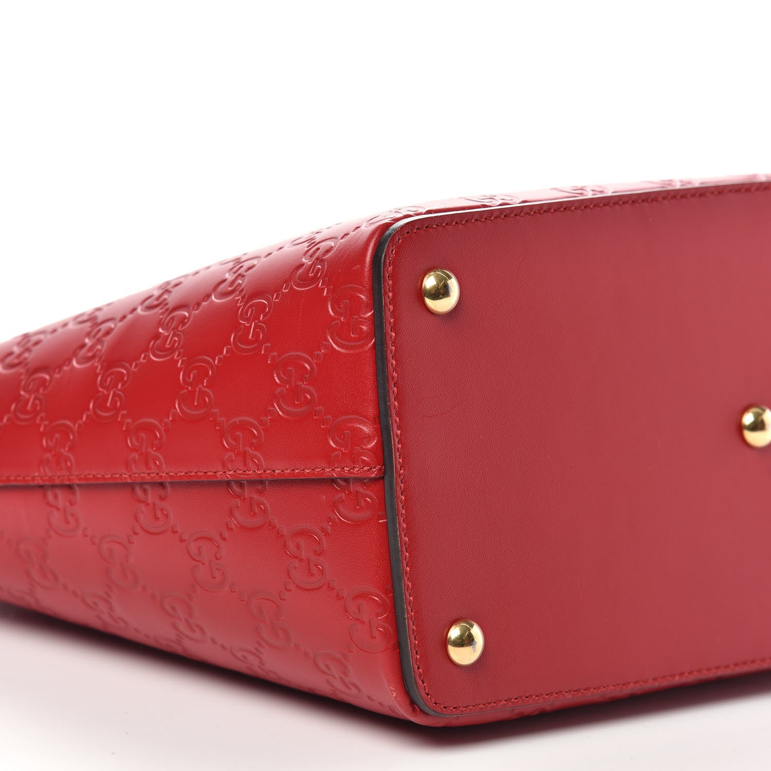 Gucci Guccissima Small Zippered Bucket Tote Hibiscus Red 9 of 12