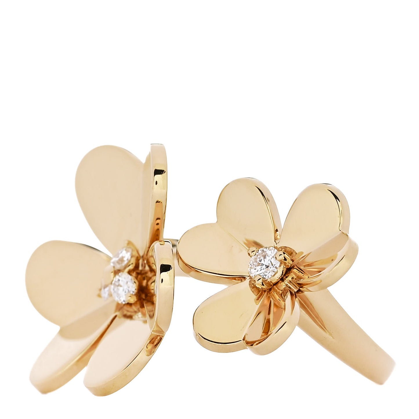 18K Yellow Gold Diamond Frivole Between The Finger Ring 56 7.5
