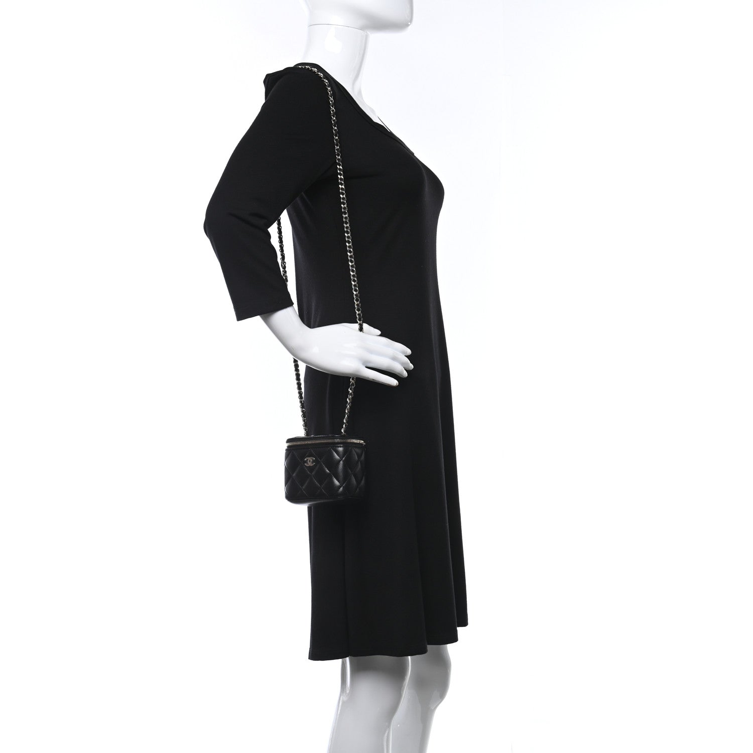 Chanel Lambskin Quilted Mini Vanity Case With Chain Black 3 of 9