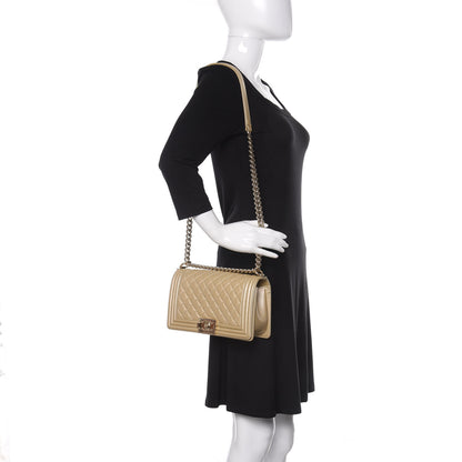 Chanel Pearly Caviar Quilted Medium Boy Flap Light Gold 2 of 14