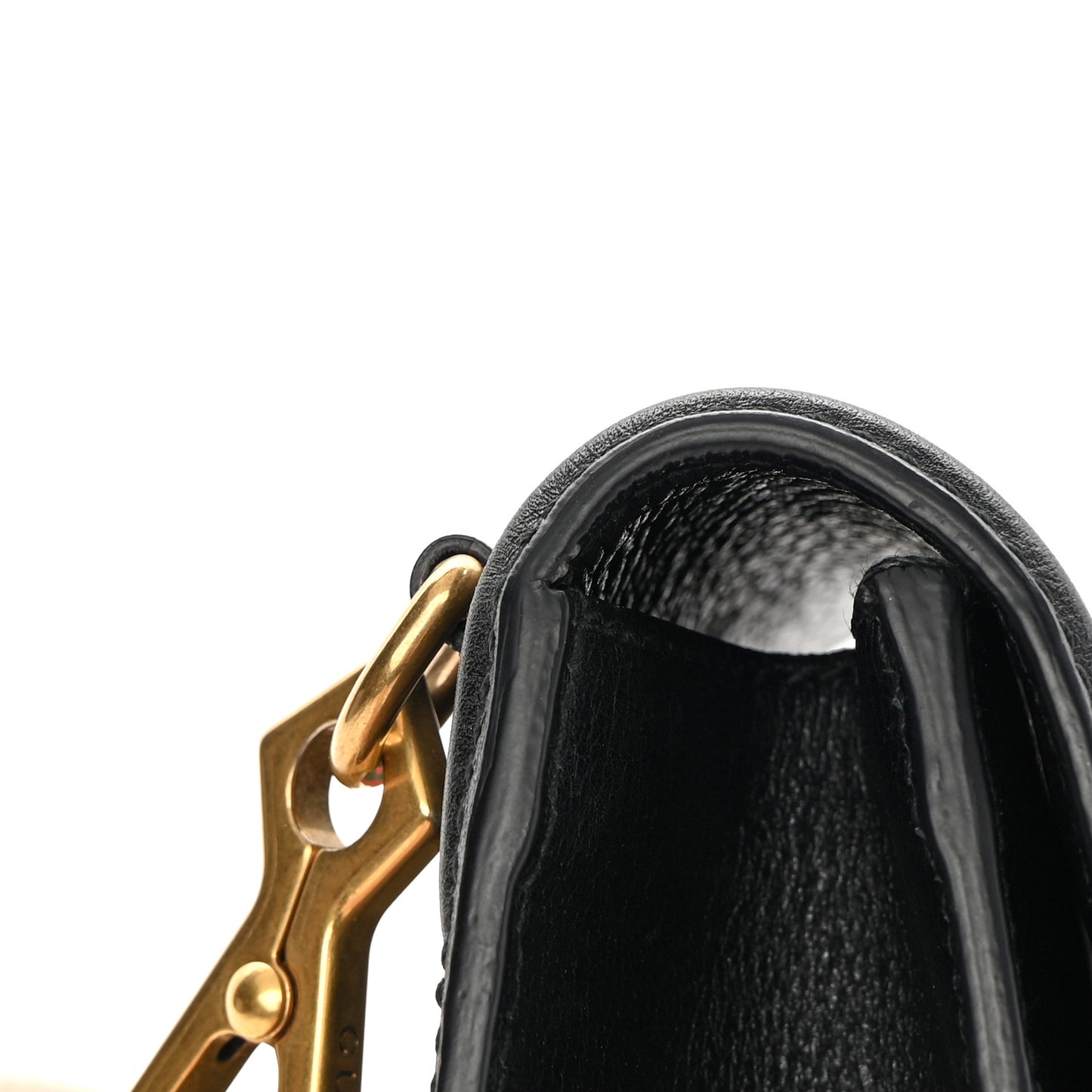 Calfskin Web Crystal Butterfly Stripe Small Totem Shoulder Bag Black
