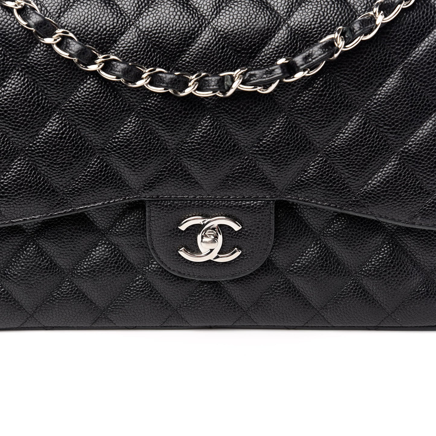 Caviar Quilted Jumbo Double Flap Black