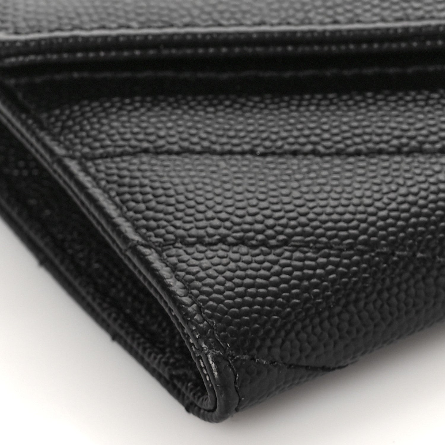Saint Laurent Grain De Poudre Matelasse Chevron Small Monogram Envelope Wallet Black 7 of 8