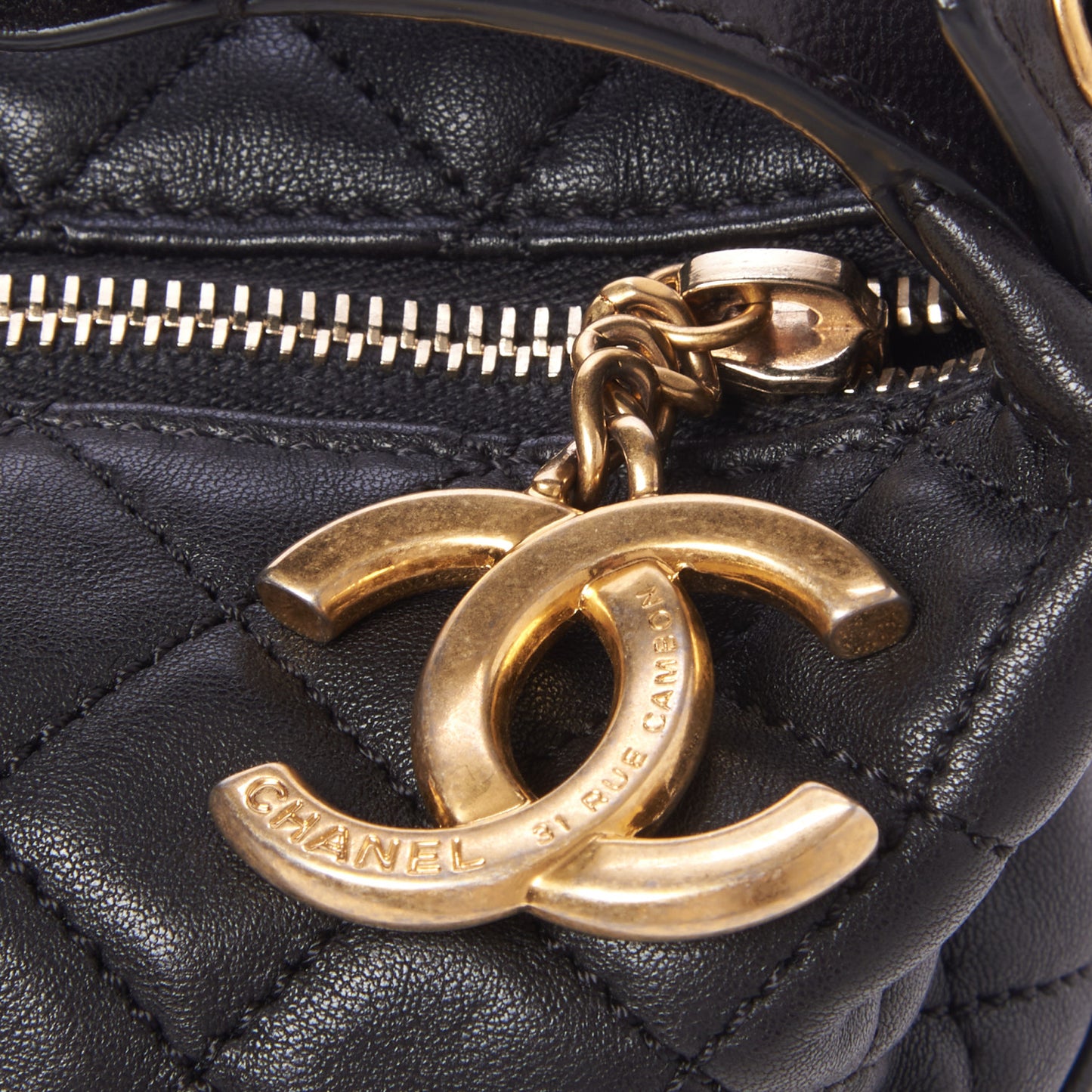 Lambskin Quilted Small Hobo Black