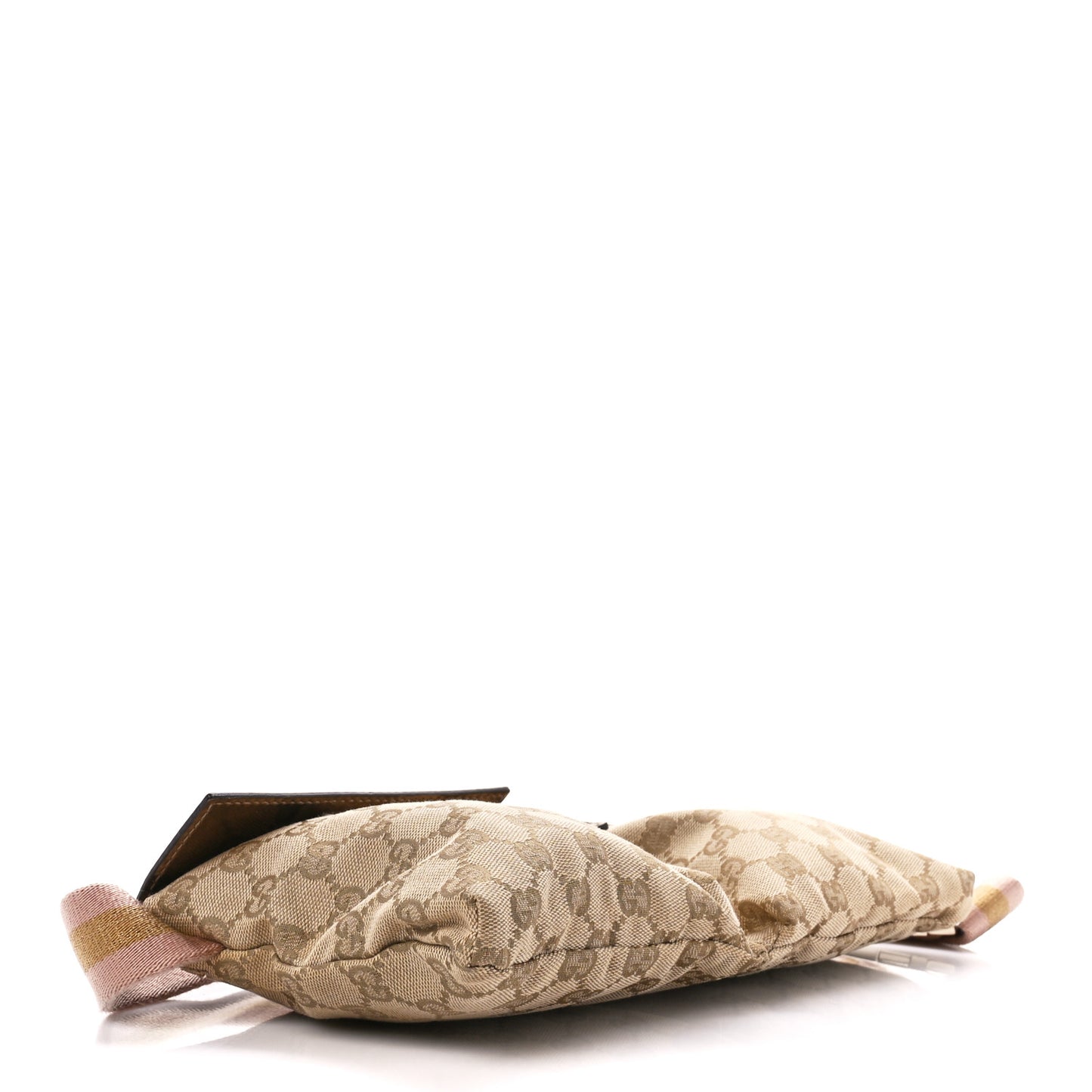 GG Monogram Web Double Pocket Belt Bag Gold Pink