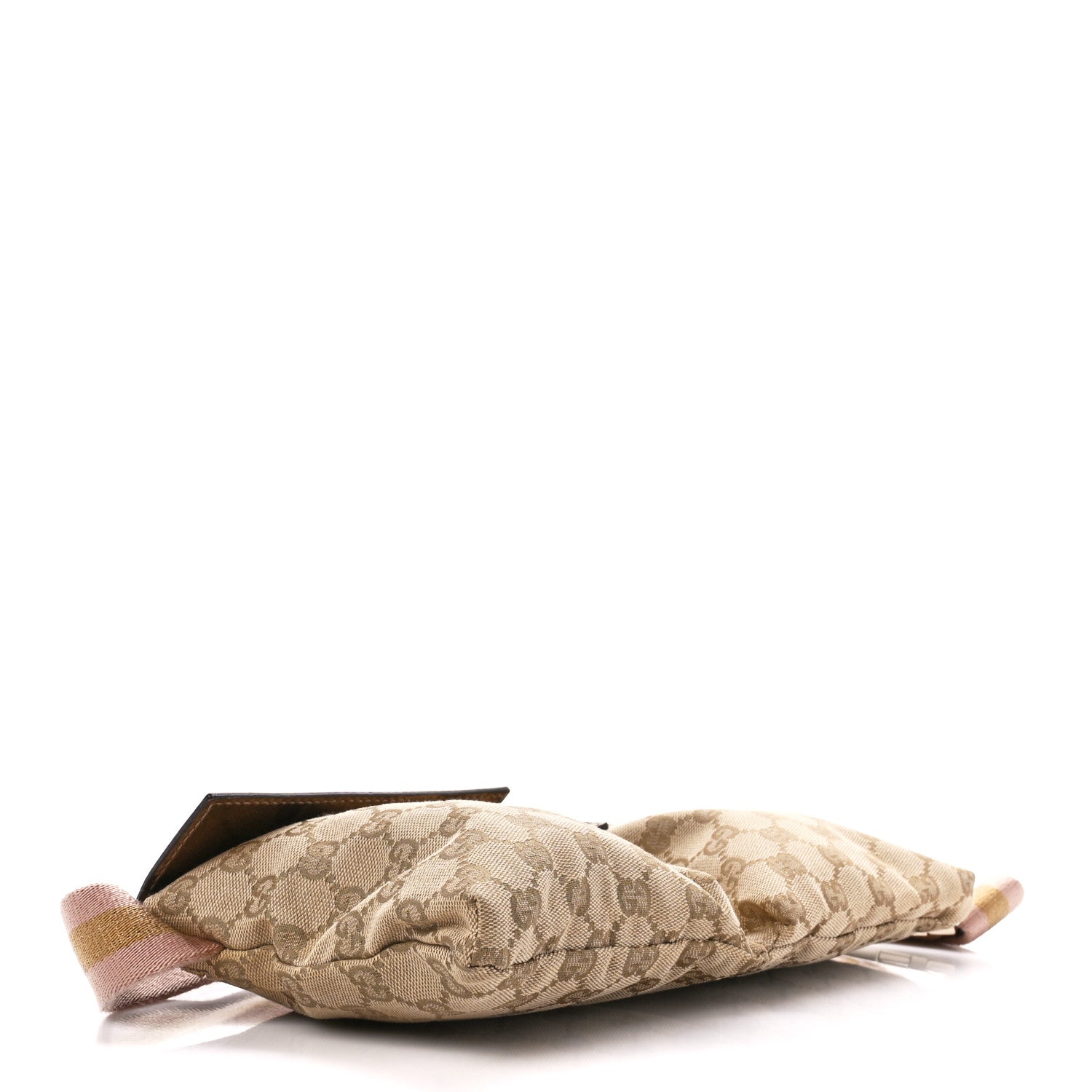 Gucci GG Monogram Web Double Pocket Belt Bag Gold Pink 4 of 17