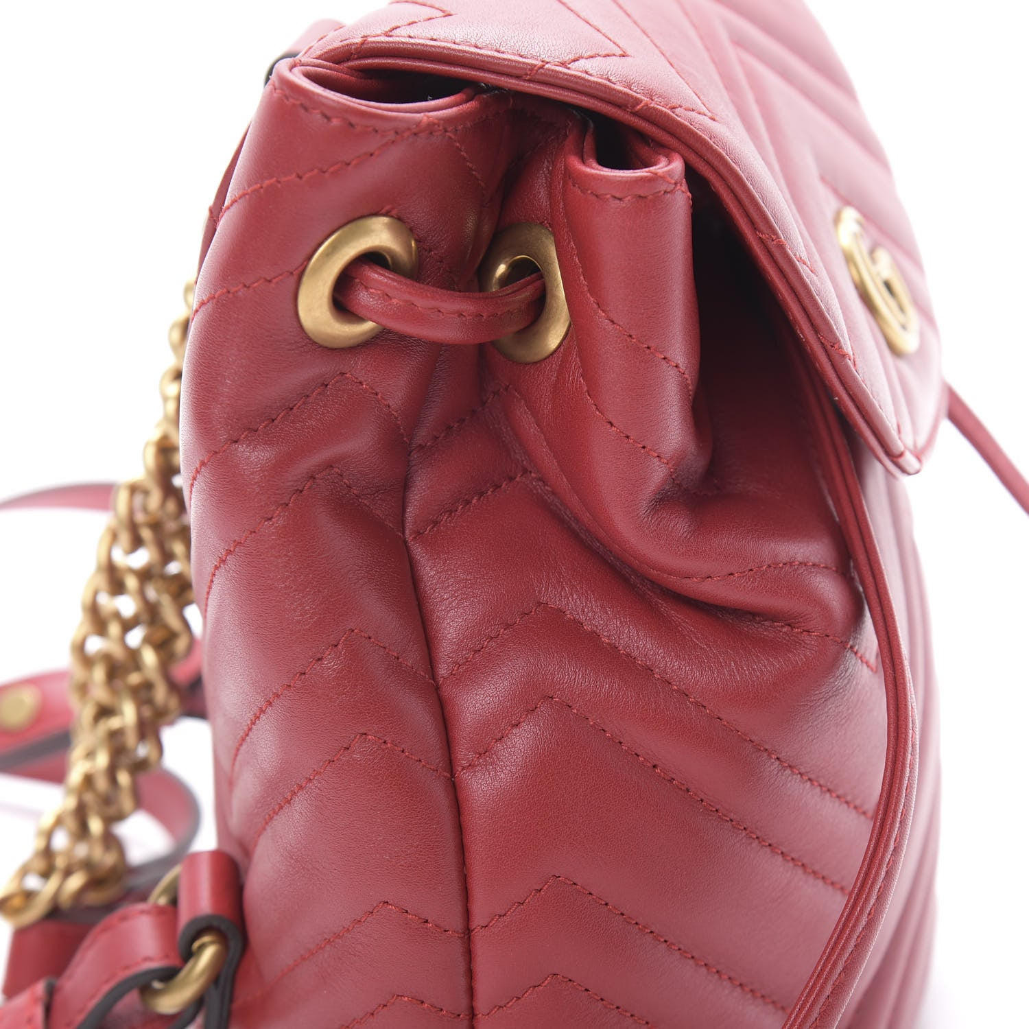 Gucci Calfskin Matelasse GG Marmont Flap Backpack Hibiscus Red 10 of 10