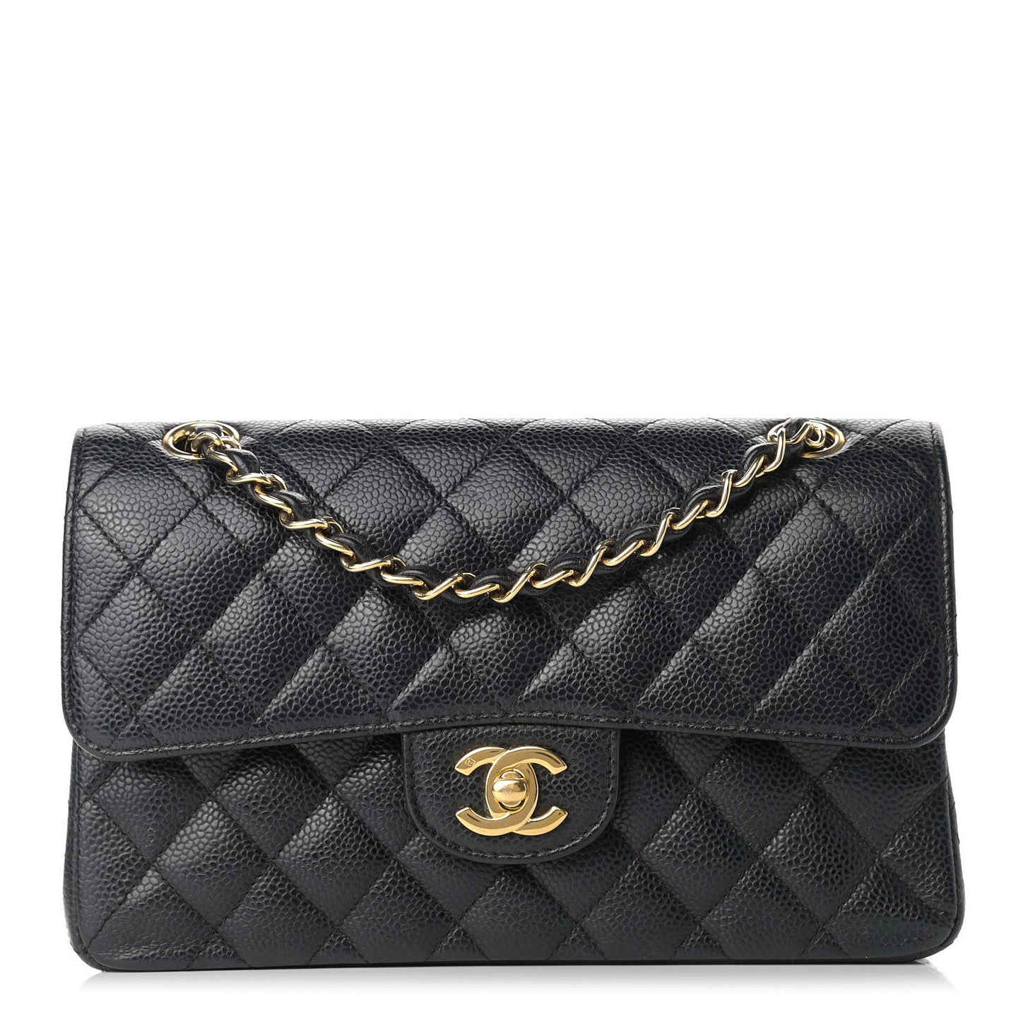 Caviar Quilted Small Double Flap Black