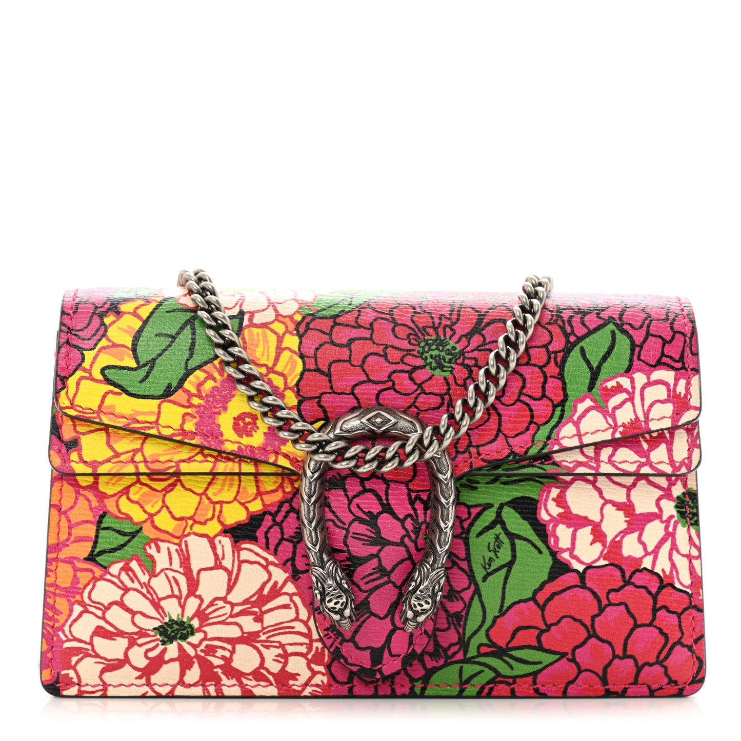 X KEN SCOTT New Shangai Calfskin Pomponica Print Super Mini Dionysus Shoulder Bag Multicolor