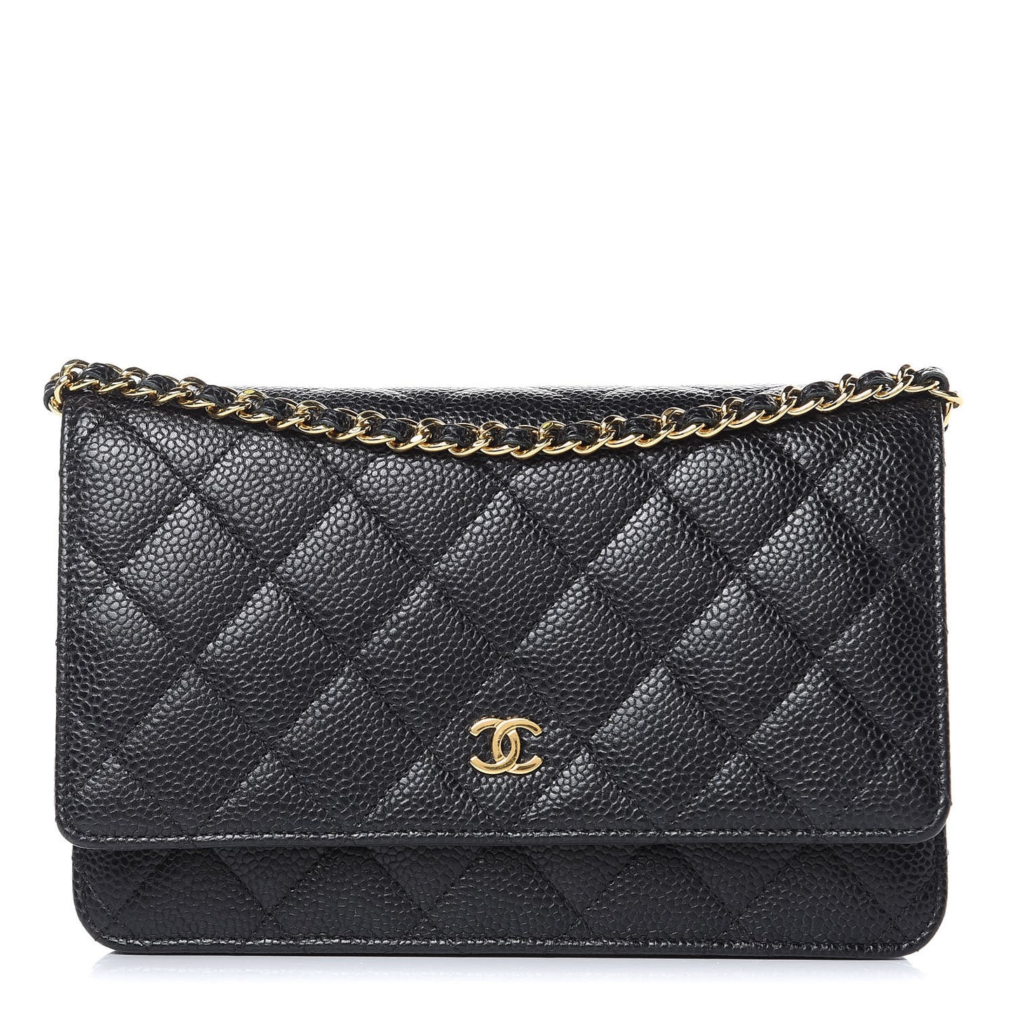 Caviar Quilted Wallet On Chain WOC Black