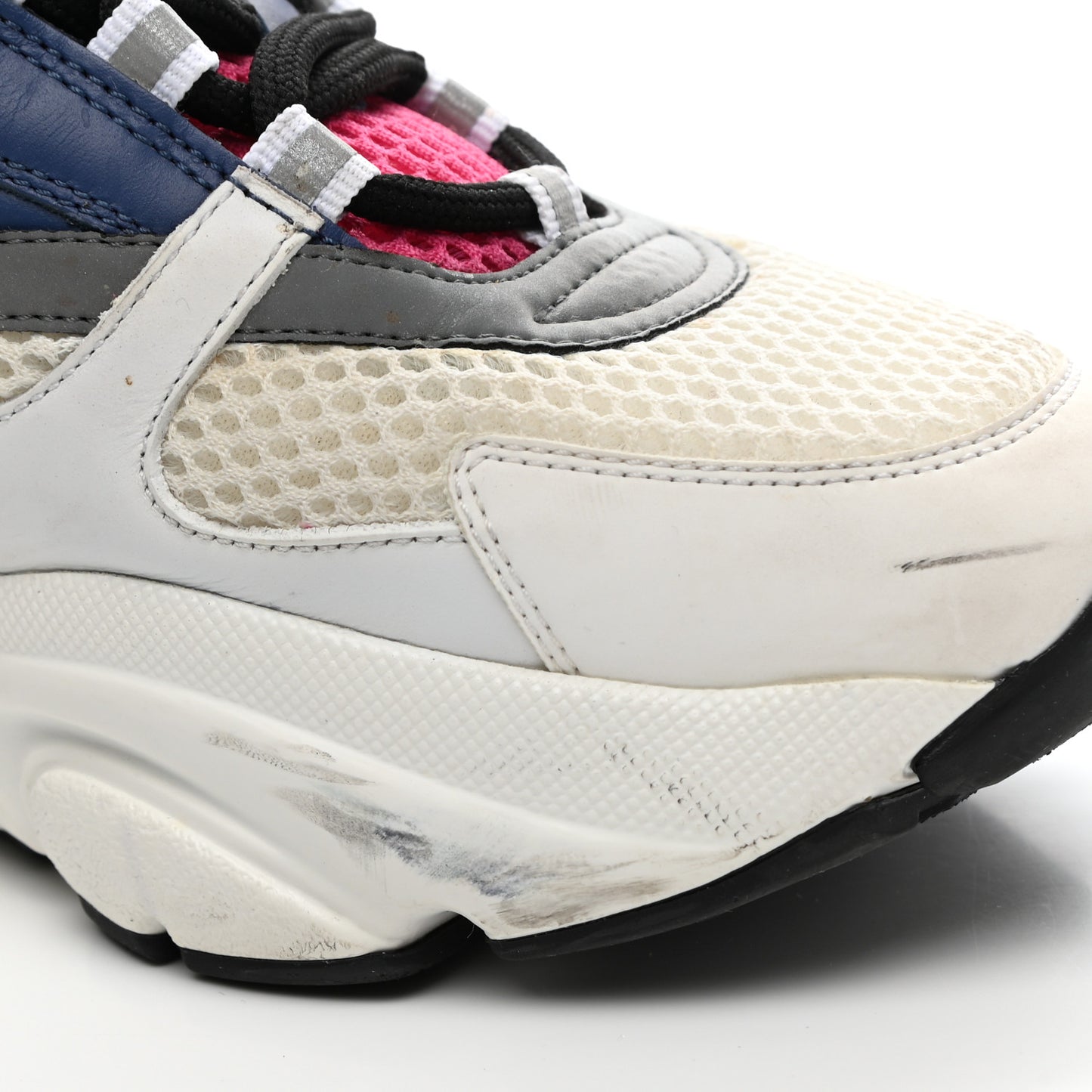 Technical Mesh Calfskin Womens B22 Sneakers 38 White Blue Pink