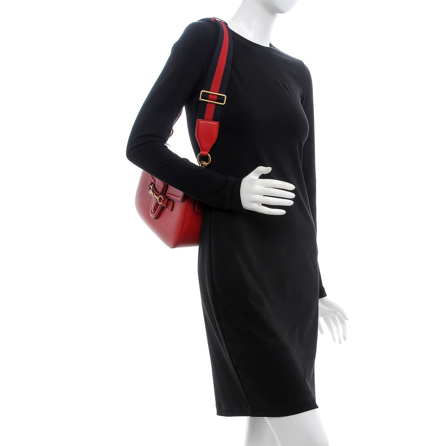 Ruinart Calfskin Medium Lady Web Shoulder Bag Hibiscus Red