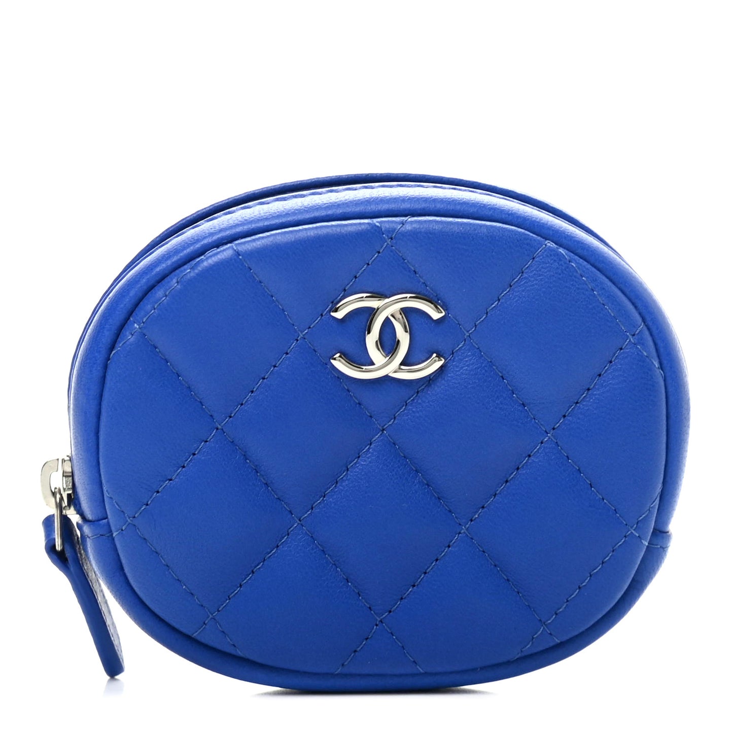 Lambskin Quilted Zip Around Classic Coin Purse Dark Blue